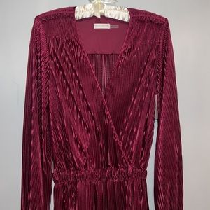 Ramy Brook Pleated Satin Faux Wrap Dress